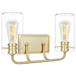 DKD Home Decor Lámpara Aplique de Pared Moderno Doble Dorado con 2 Bombillas E27, Fabricado en Metal y Cristal, 50W 220V - Medidas 17x24x41 cm