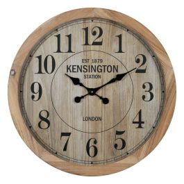 Reloj de Pared Natural Madera Cristal 60 x 60 x 6,5 cm