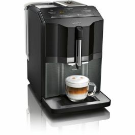 Siemens TI355209RW Cafetera Espresso Automática EQ.300, Acabado Acero Inoxidable Oscuro y Negro Brillante, 1300W, 15 Bares, 5 Bebidas