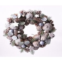 DKD Home Decor Bola Decoración Navidad Fantasía Natural Blanco Piñas 18x18x18 cm (2 Unidades)