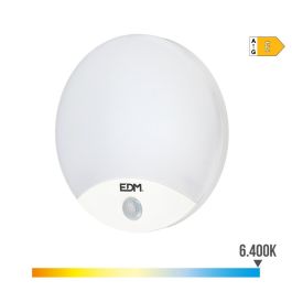 Edm Aplique LED Redondo con Sensor de Movimiento 13W 1850lm 6400K Luz Fría IP44 Ø25x4.9cm