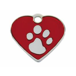 Placa identificativa para collar Imarc Heart Rojo Plateado