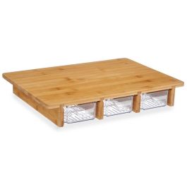 Kinvara Tabla Bambu con 3 Compartimentos 40x28x6 cm