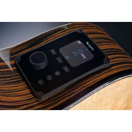Lag HV50DE Guitarra Acústica Dreadnought Hyvibe H2 Electroacústica Cutaway de Ébano Macassar Natural con Funda
