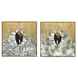 DKD Home Decor Set de 2 Cuadros Decorativos Modernos Hombre Money Dorado Negro en Lienzo, Resina, Ps 3.5 x 80 x 80 cm Precio: 172.98999982. SKU: B1GPF37LQK