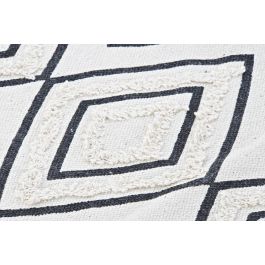 DKD Home Decor Alfombra Boho con Diseño de Rombos Blanco y Negro 190x120 cm, Fabricada en Algodón y Poliéster de 1000 gsm, 0.7 cm de Grosor