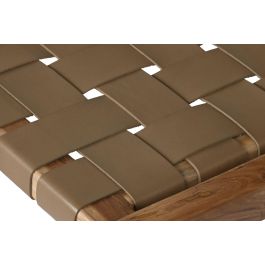 DKD Home Decor Banco Beige Natural Piel Teca 140x59x89 cm