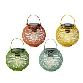 Lumineo Farolillo solar de hierro con luz blanca cálida, encendido automático, colores surtidos