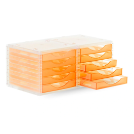 Archivo 2000 Fichero Cajones Sobremesa 5 Cajones Naranja Mandarina Translucido 340x270x260 mm