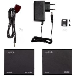 LogiLink HD0030 Extensor/Splitter HDMI sobre IP 1x2, 70m, Transmisor/Receptor de Señales AV, Cat5e/6/7/8.1, 3D