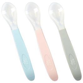 Tom et Zoe Cuchara Silicona Bebé Puericultura Libre BPA Rosa Azul Gris 3x16x2 cm