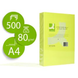 Papel Color Q-Connect Din A4 80 gr Amarillo Neon Paquete De 500 Hojas