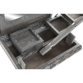 DKD Home Decor Joyero Árabe de Madera y Aluminio Plateado/Marrón 21 x 7 x 27 cm (2 Unidades)