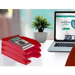 Q-connect Bandeja sobremesa plástico rojo opaco 240x70x340 mm