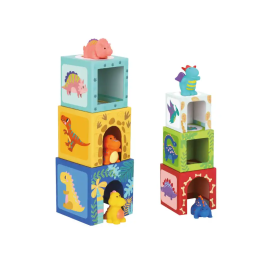 Imaginovo Juego Infantil Cubos Apilables Nidos Dinosaurios +12 meses 12 Piezas 13x13x13cm