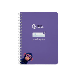 Liderpapel Cuaderno Espiral A5 Pautaguía Tapa Dura 80 Hojas 90gr Cuadro Pautado 5mm Lila