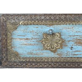 GINER Y COLOMER Baúl Madera de Mango Negro Envejecido con Detalles Azul