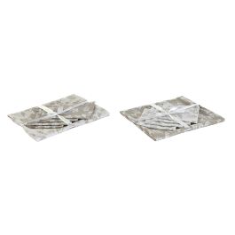 DKD Home Decor Mantel Estilo Alpino Marron Claro y Blanco 150 x 150 cm Algodon Set de 5 Piezas