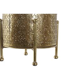 DKD Home Decor Portavelas Oriental Metal y Cristal Dorado 19 x 24.5 x 19 cm