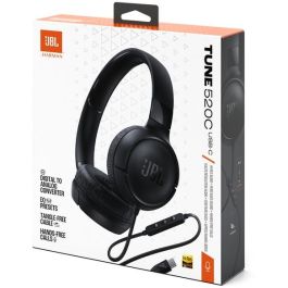 JBL Tune 520C Auriculares On-Ear con Cable USB-C, Diadema Plegable, Supraaurales, Micrófono Integrado, Negro