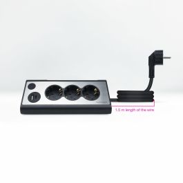 Nanocable 10.37.0013-BK Regleta de Sobremesa 3 Tomas de Corriente, USB-A, USB-C (18W), Interruptor LED, Cable 1.5m, Negro