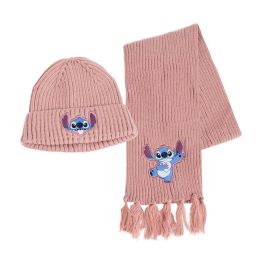 Gorro y Bufanda Stitch Rosa