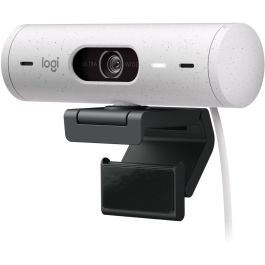 Logitech Webcam Brio 500 1080p 4MP, Autofocus, Rightlight 4 HDR, dFoV 90°, Micrófono Estéreo, Tapa Privacidad, USB-C, Blanco Crudo