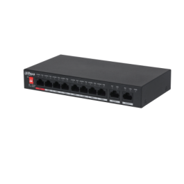 Dahua Switch PoE 8 puertos Fast Ethernet + 2 RJ45 uplink Gigabit no gestionable Dahua Switch PoE 8 puertos Fast Ethernet + 2 RJ45 uplink Gigabit no gestionable