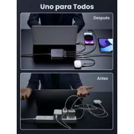 Ugreen Nexode Cargador Rápido de Escritorio, 1xUSB-A + 3xUSB-C, 100W, Gris