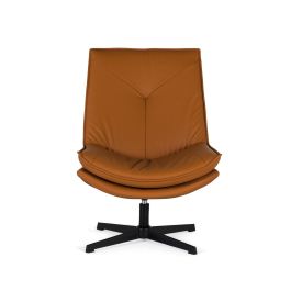 Giner y Colomer Sillón Giratorio Tapizado en PU Color Camel con Acolchado y Base 360°