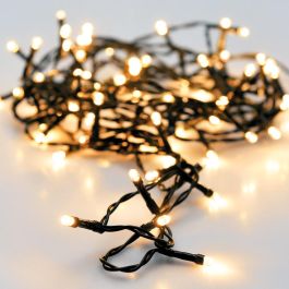 Guirnalda Multifunción 120 LEDs Blanco Cálido para Exterior/Interior - Cable Verde IP44 - 12m con 8 Funciones y Memoria