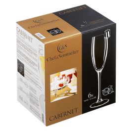 Chef & Sommelier Caja 6 Copas Flauta Krysta Cabernet 16 cL Vidrio Transparente Brillante Extra Resistentes Apto Lavavajillas