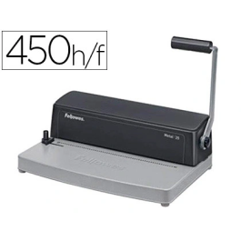 Fellowes Encuadernadora Metal 25 Espiral Metálico 3302502, Perfora 10 Hojas, Encuaderna 450 Hojas, Grafito