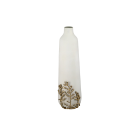 DKD Home Decor Jarrón Moderno de Aluminio Blanco y Dorado, 52 cm de Alto, con Detalle de Rama, Medidas 15x15x52 cm Precio: 34.50000037. SKU: B1CZ9FMXF5