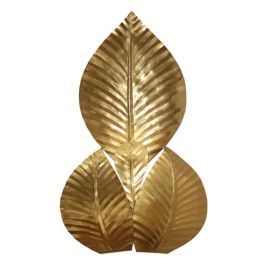 DKD Home Decor Lámpara Aplique de Pared Tropical con Hojas de Metal Dorado para Bombilla E27 50W Máx. - Alto 58 cm