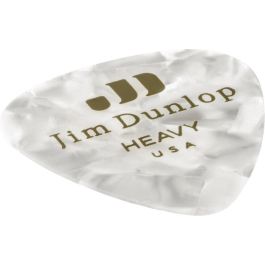 Dunlop Pack 12 Púas Genuine Celluloid Blanco Perlado Heavy para Guitarra Eléctrica y Acústica