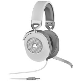 Corsair HS65 Auriculares Gaming Supraaurales con Cancelación de Ruido del Micrófono, Cable USB 1.5m, Color Blanco