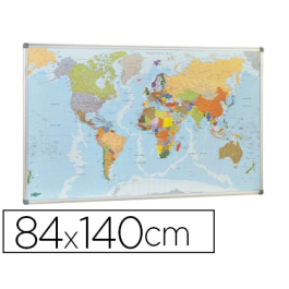Faibo Mapa Mural Planisferio Político Magnético con Marco de Aluminio y Cantoneras de Protección 84x140 cm Precio: 189.4999997. SKU: B12TRR4TAL