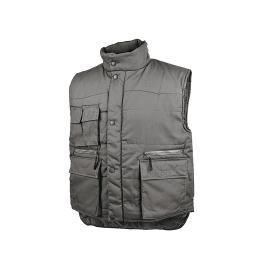 Deltaplus Chaleco Multibolsillos con Cremallera y Protección Riñones Gris Verde Talla XXL