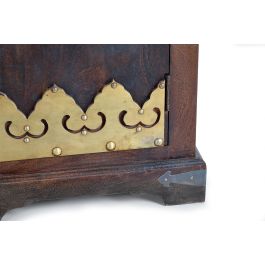 GINER Y COLOMER Armario Madera Mango con Detalles Bronce Nogal Oscuro 190x110x50 cm