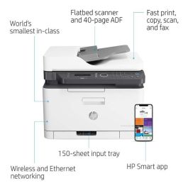 HP 179fnw Impresora Multifunción Láser Color Wi-Fi, Imprime, Escanea, Copia, Fax, Compacta, Móvil, Alta Calidad Color
