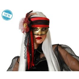 Gafas Antifaz Metálico Dorado con Lazo Rojo y Negro - Estilo Pirata para Fiestas Temáticas Precio: 4.58999948. SKU: B1ERGGX772