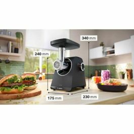 Bosch MFWS430B Picadora de Carne Serie 4, 3 Rejillas de Trituración, Marcha Atrás, Negra