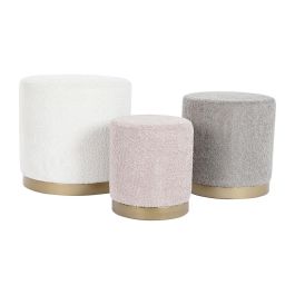 Reposapies DKD Home Decor Blanco Marron 48 x 45 x 48 cm Set de 3