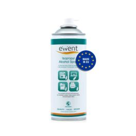 Ewent EW5611 Kit Limpieza Universal Spray Alcohol Isopropílico 400ml para PC, Pantallas, Plásticos. Sin Residuos, Evaporación Rápida