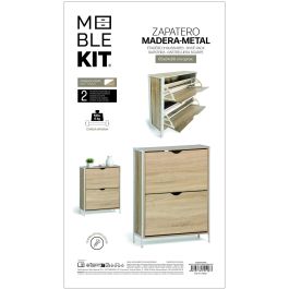 Inde Mueble Zapatero 2 Niveles Madera Metal 65x24x80 cm