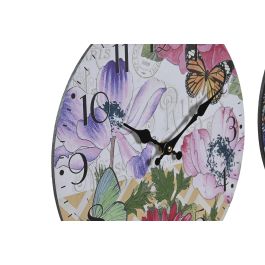 DKD Home Decor Reloj de Pared Shabby Multicolor 34 x 34 x 4 cm (3 Unidades)