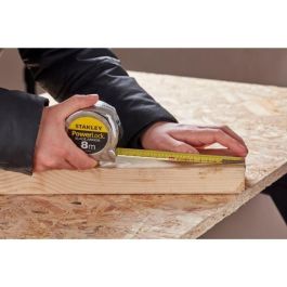 Stanley 0-33-527 Flexómetro Powerlock Blade Armor de 8m x 25mm, cinta métrica retráctil resistente para mediciones precisas.