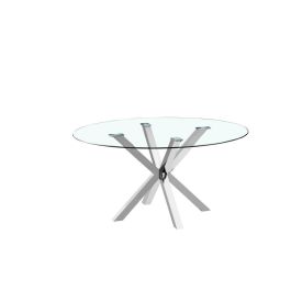 Mesa de Comedor DKD Home Decor 110 x 110 x 76 cm Cristal Plateado Acero