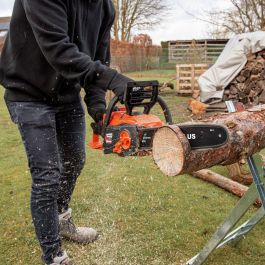 Dual Power Motosierra a Batería POWDPGCSS2 - Podadora Inalámbrica 40V - Barra Guía 350mm - Incluye Batería y Cargador